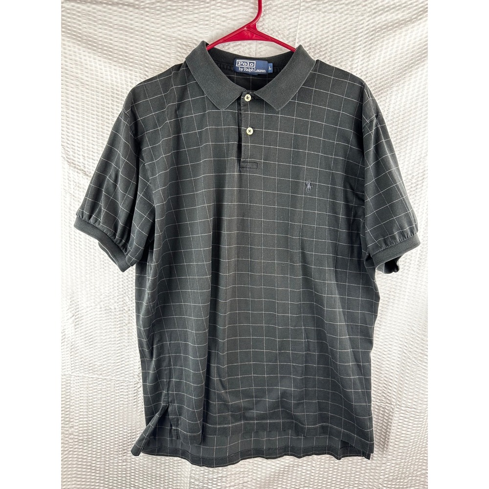 Polo Ralph Lauren black check short sleeve shirt size LARGE